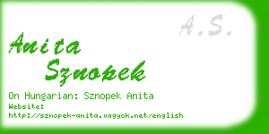 anita sznopek business card